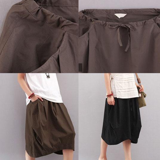 Black linen wide leg pants oversize skirts - Omychic