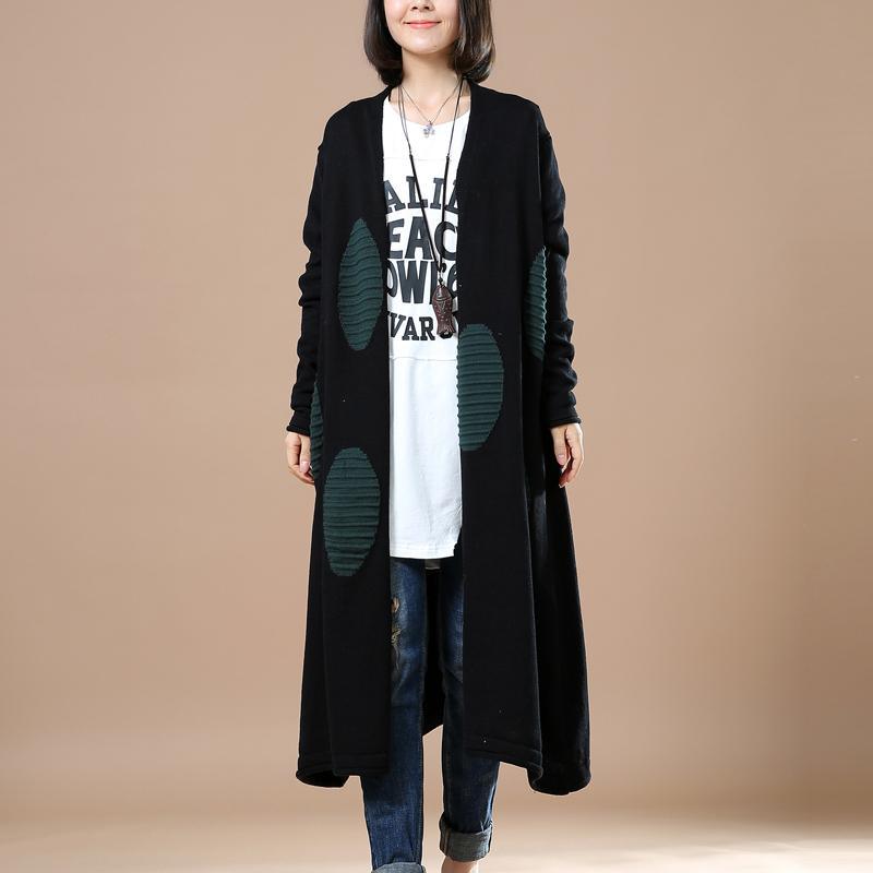 Black oversize woman sweater coats cardigans - Omychic