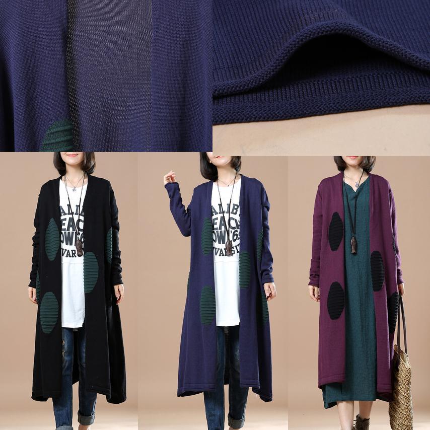 Black oversize woman sweater coats cardigans - Omychic