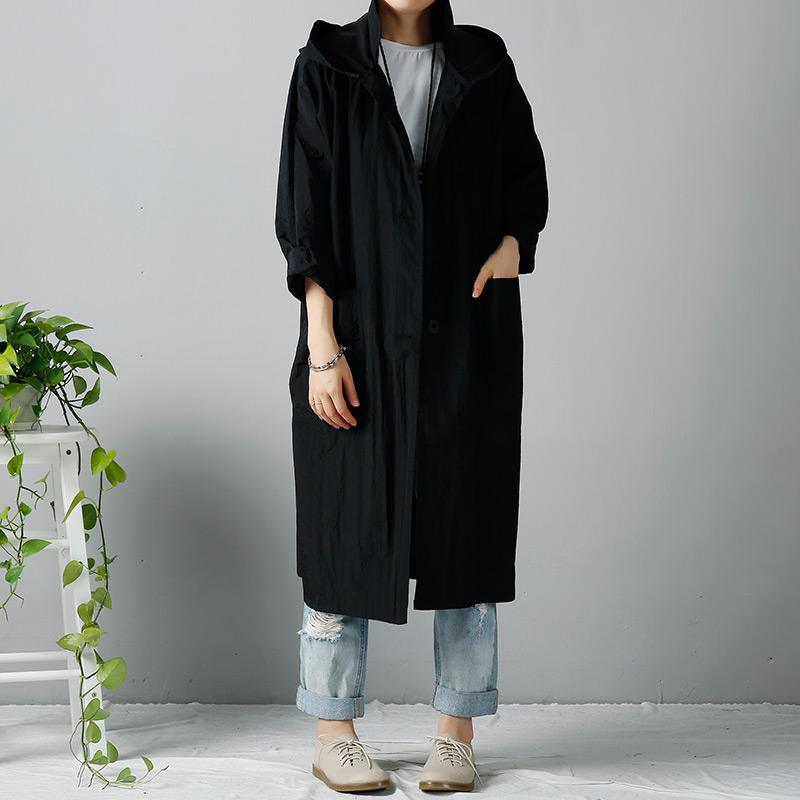 Black plus size coats hoodie cardigans woman - Omychic