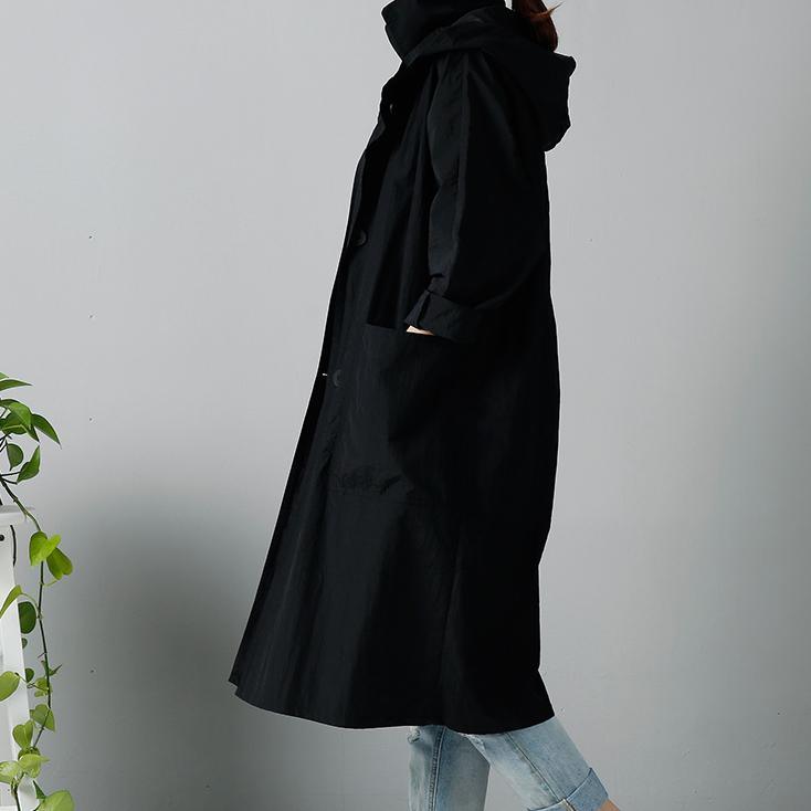 Black plus size coats hoodie cardigans woman - Omychic
