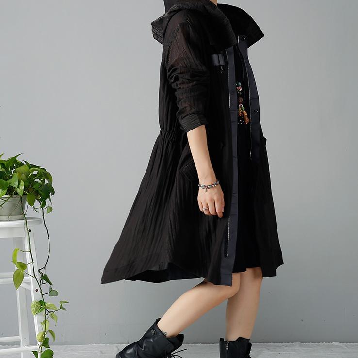 Black plus size coats woman cardigans oversized windbreak - Omychic