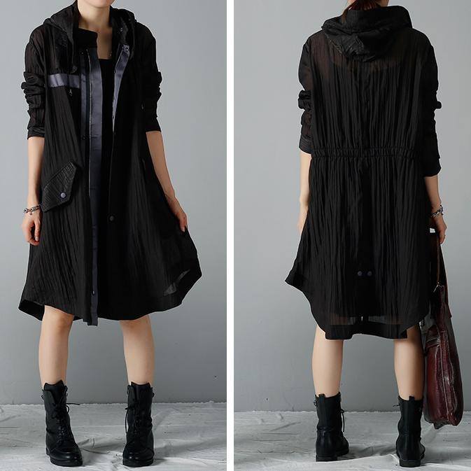 Black plus size coats woman cardigans oversized windbreak - Omychic