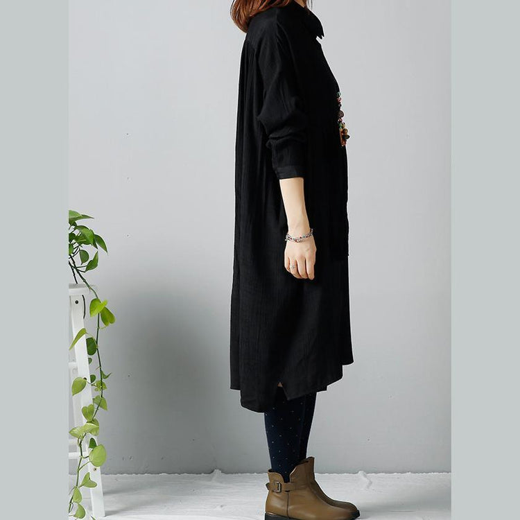 Black plus size dresses woman winter dress tasseled - Omychic