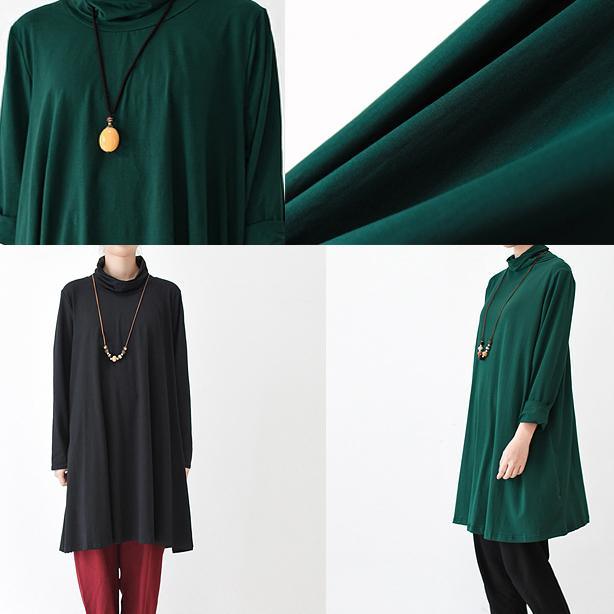 Black pullover shirts plus size cotton dresses - Omychic