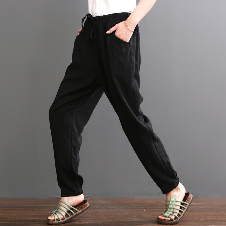 Black slik crop pants black summer pants - Omychic