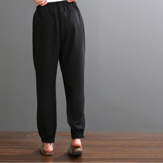 Black slik crop pants black summer pants - Omychic