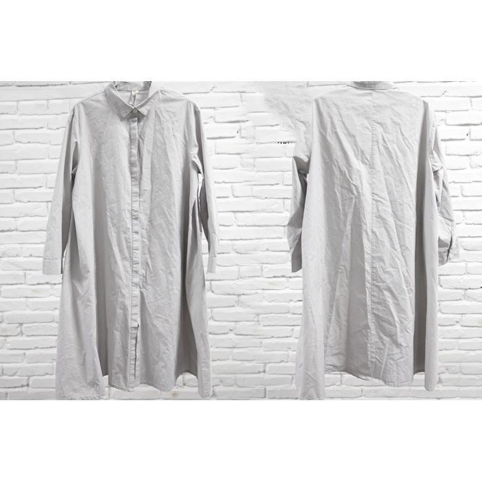 Black spring cotton dress plus size cotton blouse shirt - Omychic