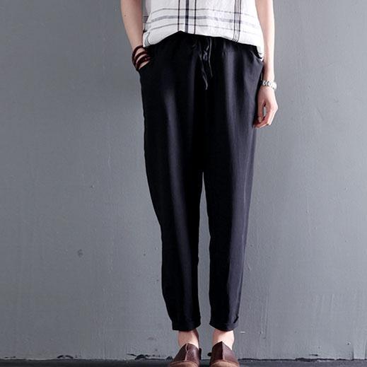 Black thin cotton pants long summer pants - Omychic