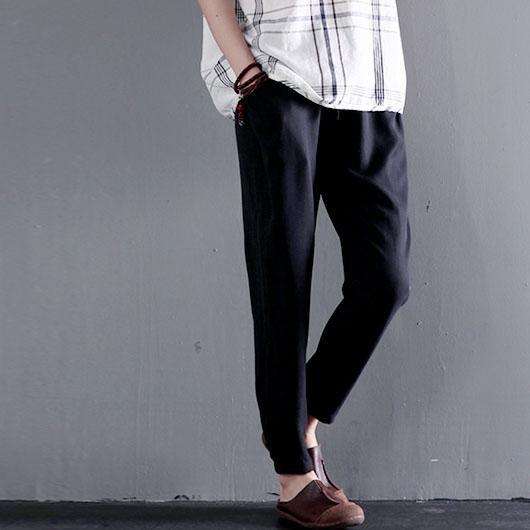 Black thin cotton pants long summer pants - Omychic