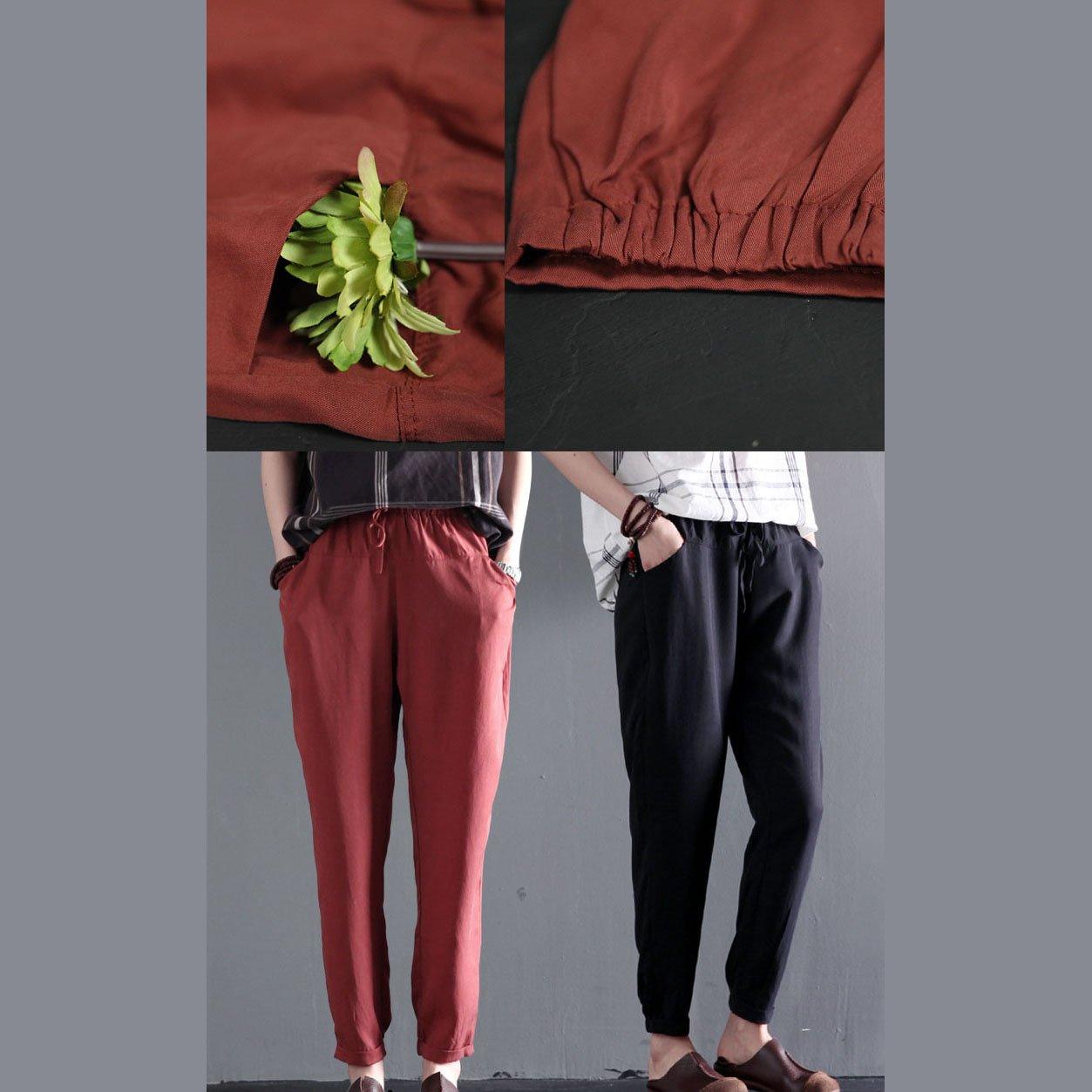 Black thin cotton pants long summer pants - Omychic