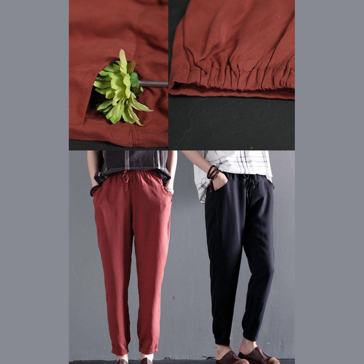 Black thin cotton pants long summer pants - Omychic