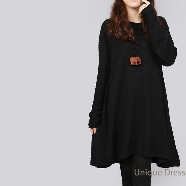 Black woolen causal women sweater dress - Omychic