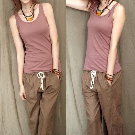 Blackish green cotton women tunic tank top shirt blouse - Omychic