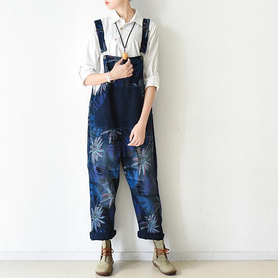 Blomming Daisy jumpsuit Casual dress denim blue loose strip pants denim  clothing plus size - Omychic