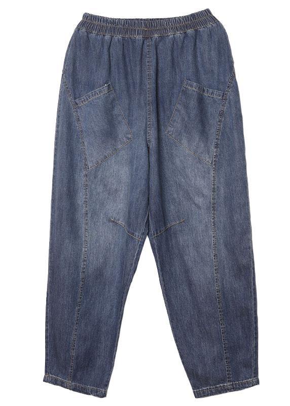 Blue Pockets Summer Pants Denim - Omychic