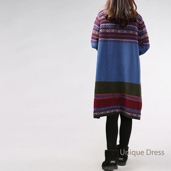Blue holiday oversize women sweater dress - Omychic