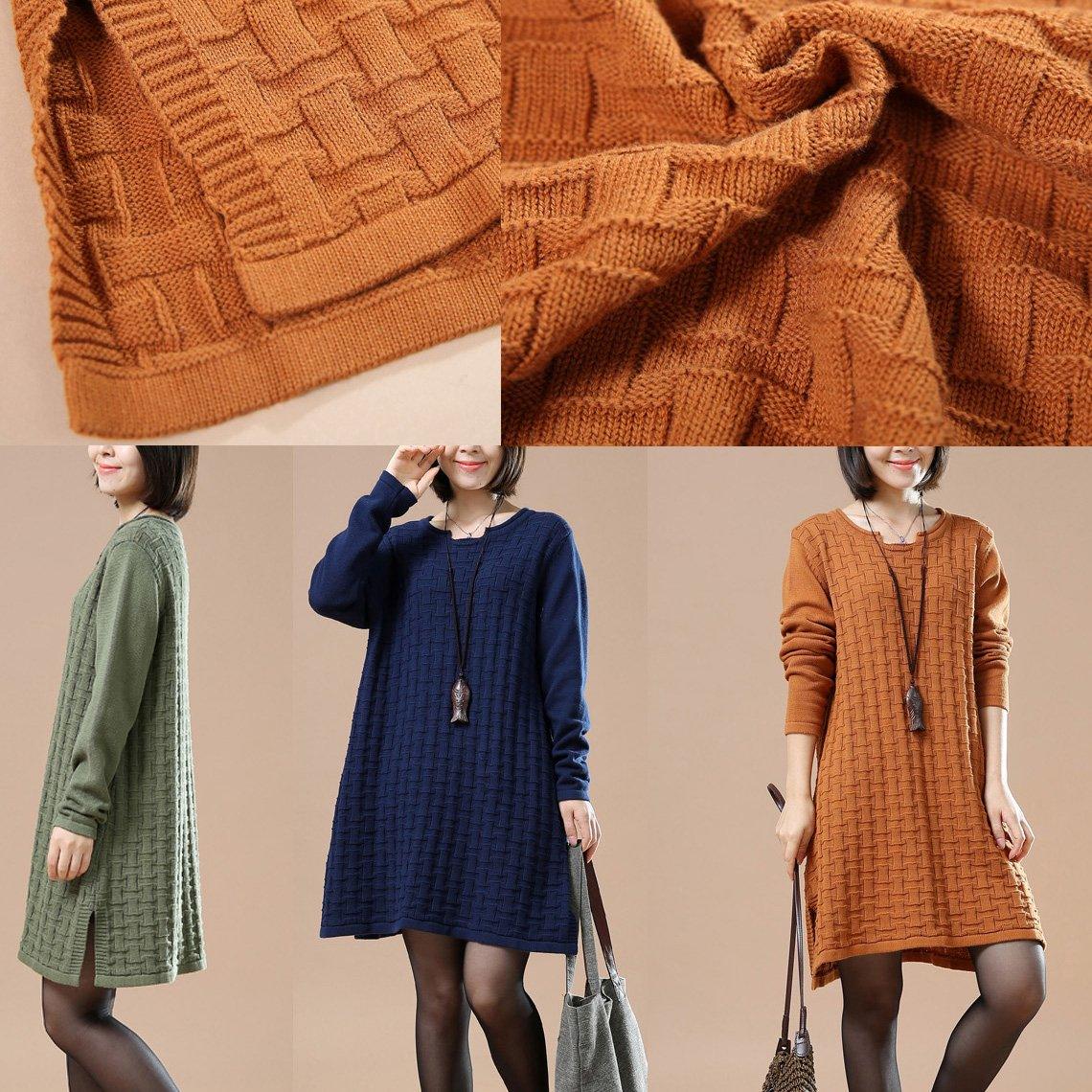 Blue new pattern knit sweaters for women plus size sweater dress - Omychic