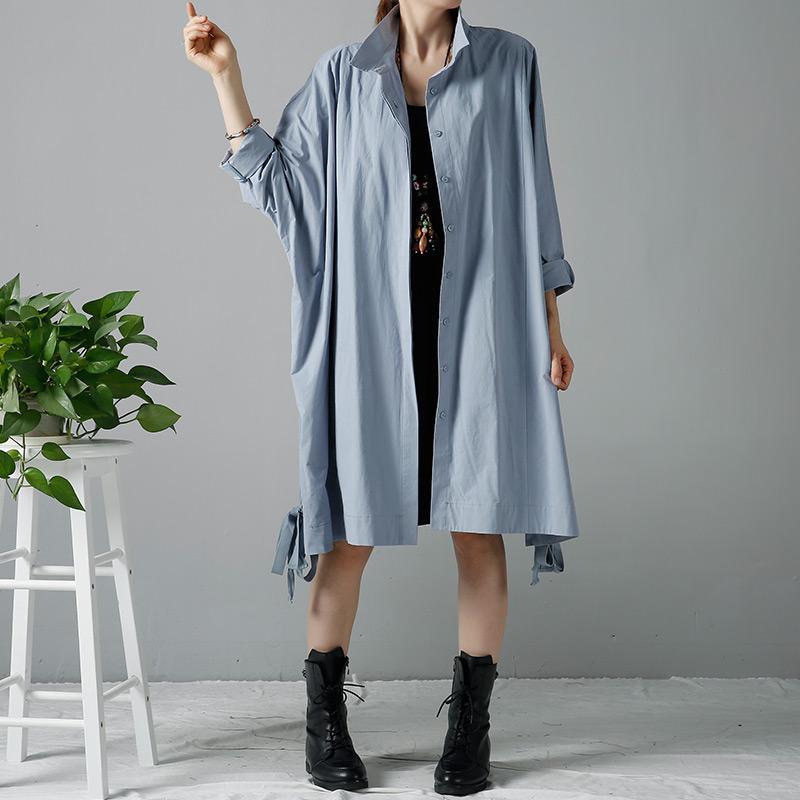Blue oversize women coats trench cardigans - Omychic