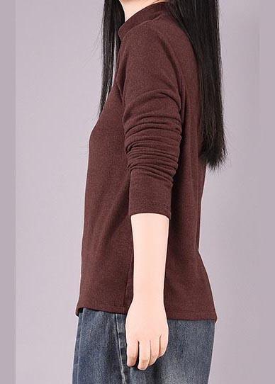 Bohemian Burgundy tunic top High Neck Art Spring shirts - Omychic