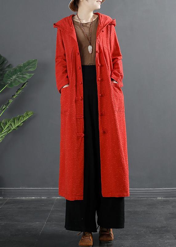 Bohemian Embroidery Quality Spring Outfit Red Loose Coat - Omychic