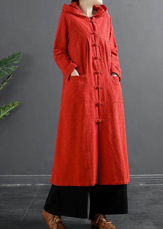 Bohemian Embroidery Quality Spring Outfit Red Loose Coat - Omychic