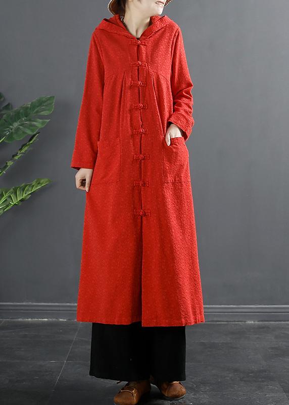 Bohemian Embroidery Quality Spring Outfit Red Loose Coat - Omychic