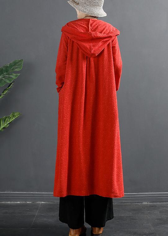 Bohemian Embroidery Quality Spring Outfit Red Loose Coat - Omychic