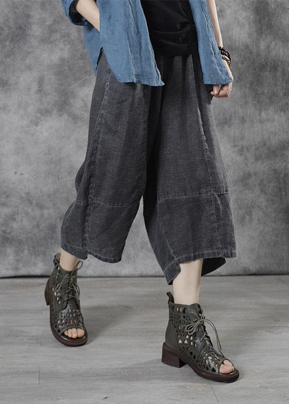 Bohemian Grey Pockets Loose Fall Pants - Omychic