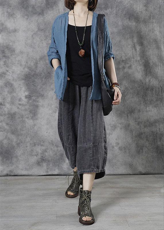 Bohemian Grey Pockets Loose Fall Pants - Omychic