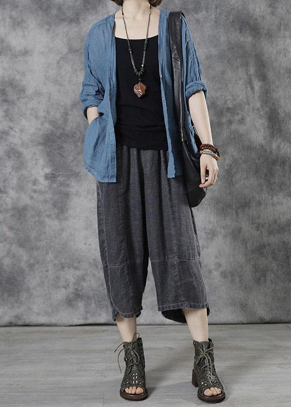 Bohemian Grey Pockets Loose Fall Pants - Omychic