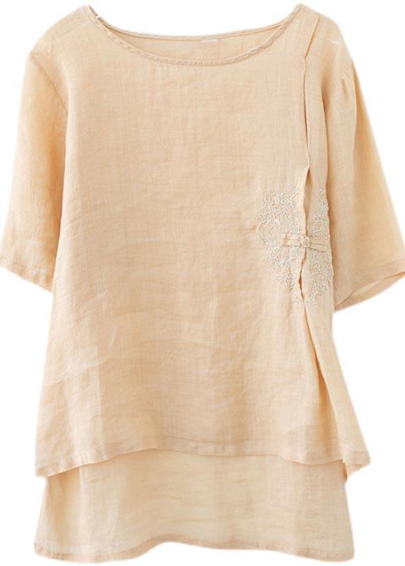 Bohemian Light Yellow Oriental Linen Shirt Top Summer - Omychic