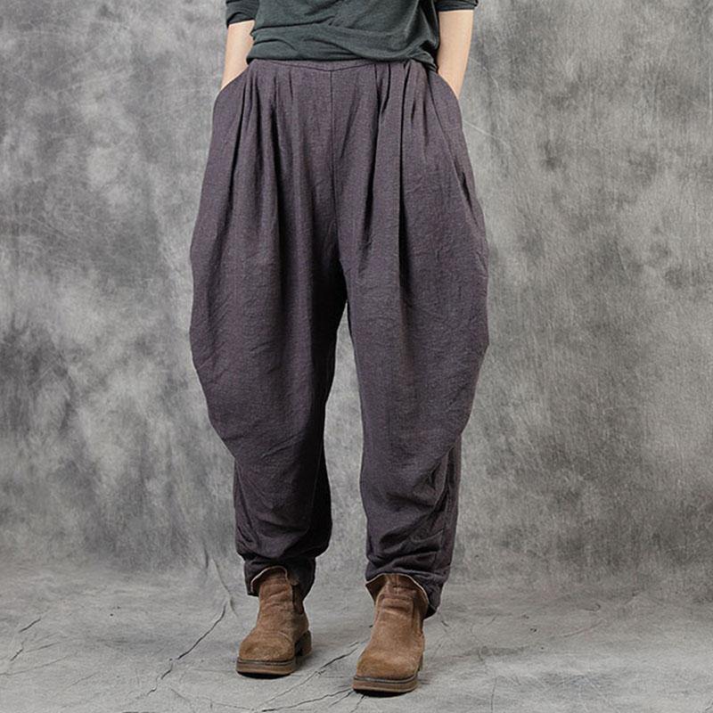 Bohemian Mulberry Pockets Casual Fall Linen Pants - Omychic