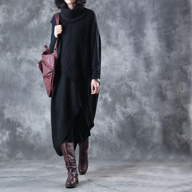 Bohemian Mulberry Turtleneck Patchwork Asymmetrical Design Fall Two Pieces Set - Omychic