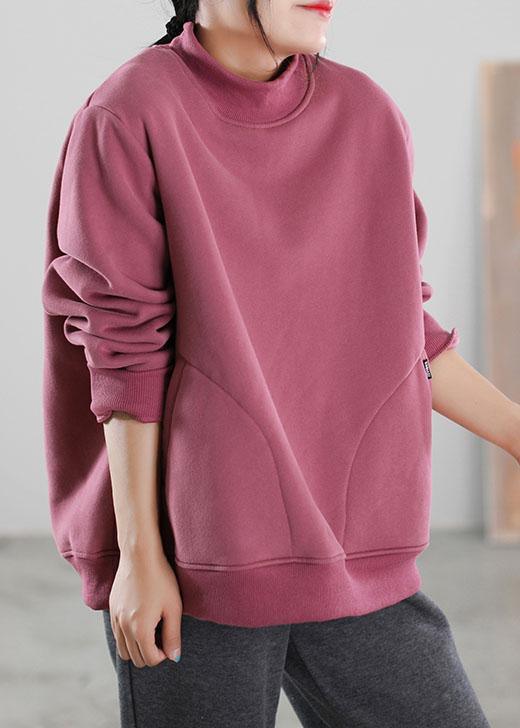 Bohemian Pink Pockets Warm Fleece Sweatshirts Tracksuits Winter - Omychic