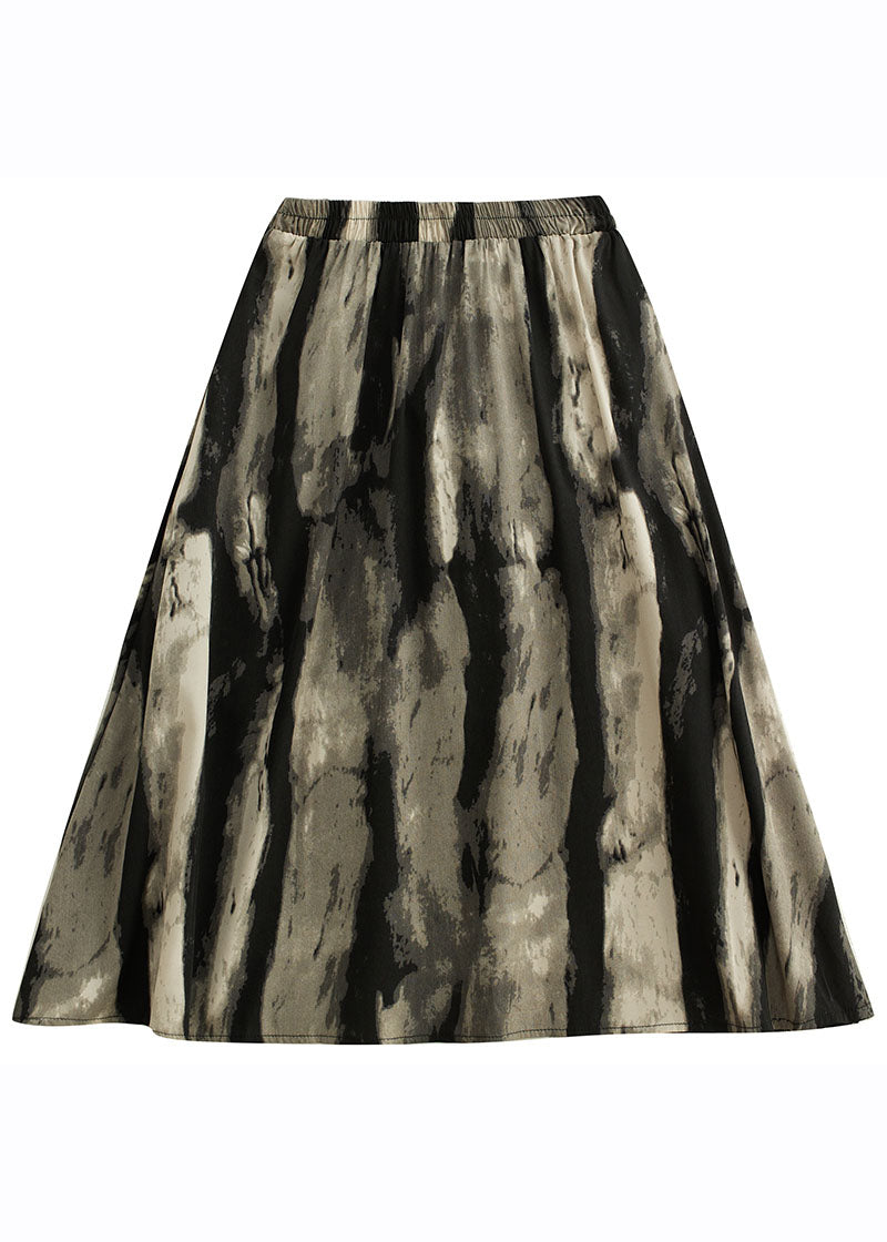 Bohemian Print Pockets Patchwork Elastic Waist Maxi Skirt Fall