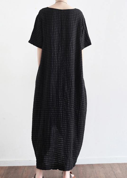 Bohemian Style Black Linen Low High Design Summer Robe - Omychic