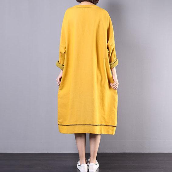 Bohemian asymmetric hem cotton Wardrobes design yellow prints Maxi Dresses fall - Omychic