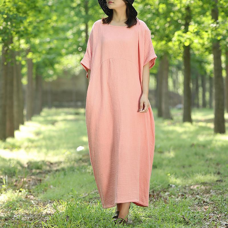 Bohemian batwing sleeve cotton tunic pattern Inspiration pink Robe Dresses summer - Omychic