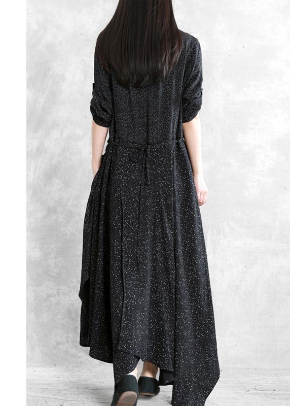 Bohemian black print clothes For Women o neck patchwork Maxi Dresses