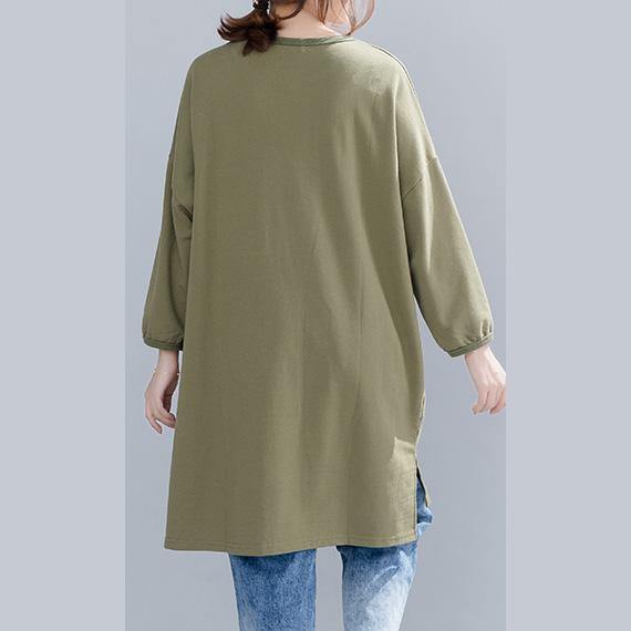 Bohemian cotton tunic pattern Fitted o neck print Ideas green Vestidos De Lino shirt spring - Omychic