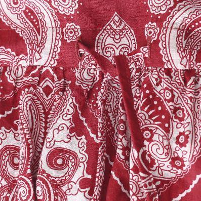 Bohemian drawstring cotton dresses pattern red prints A Line Dresses fall - Omychic