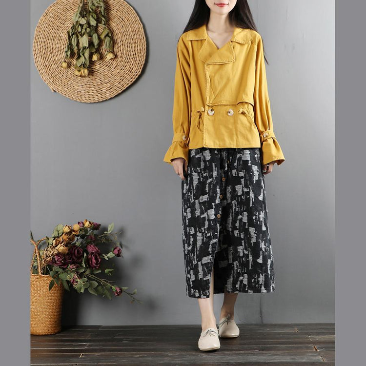 Bohemian drawstring top quality full tunic coat yellow Midi coat - Omychic