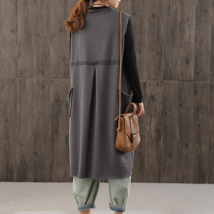 Bohemian gray tunics for women v neck patchwork Maxi Dress - Omychic