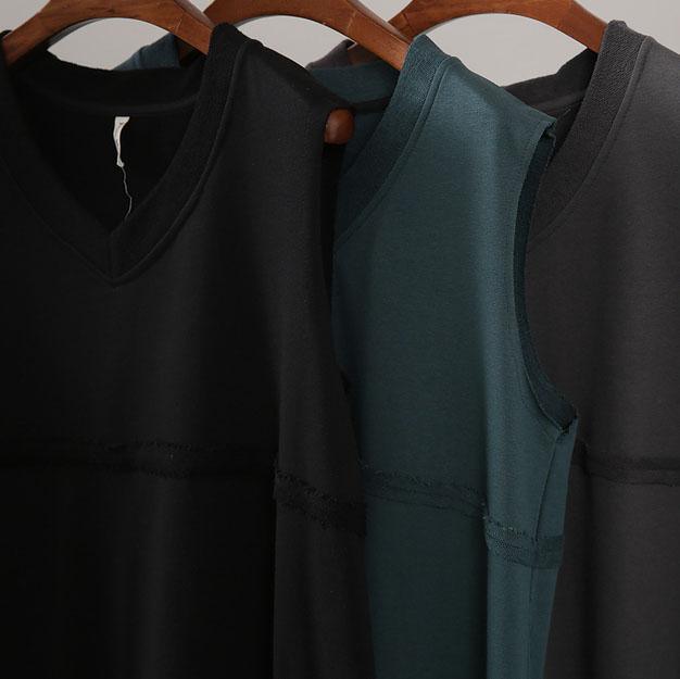 Bohemian gray tunics for women v neck patchwork Maxi Dress - Omychic