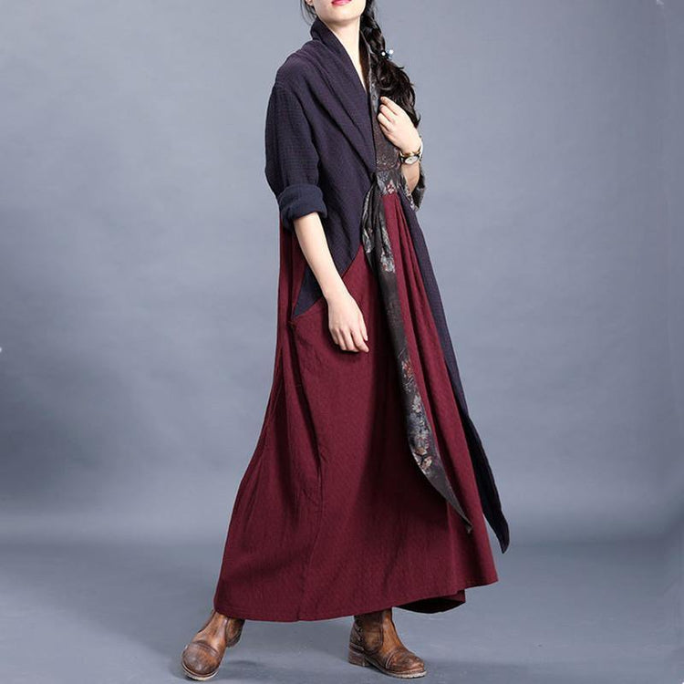 Bohemian multicolor cotton dresses patchwork v neck Vestidos De Lino spring Dress - Omychic