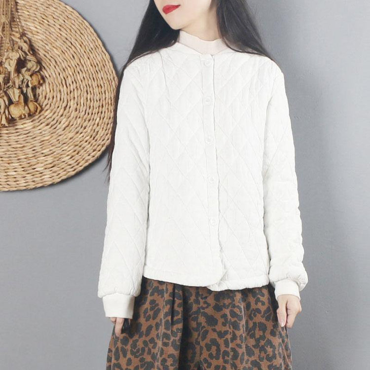 Bohemian o neck Button Down cotton winter clothes For Women white thick shirt - Omychic