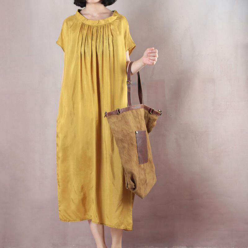 Bohemian o neck Summer dresses Korea Outfits yellow cotton Dress - Omychic