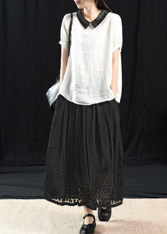 Bohemian Khaki Patchwork Turn-down Collar Summer Short Sleeve Top - Omychic