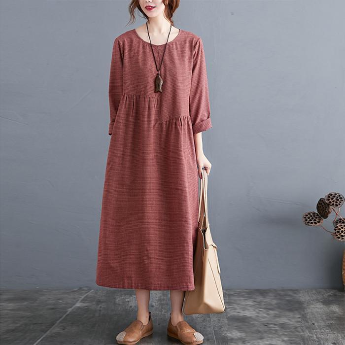 Bohemian O Neck Cinched Spring Dresses Photography Red Plus Size Dress - Omychic
